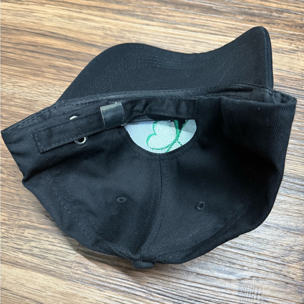 Black Cap with Embroidered Green Shamrock and Adjustable Fit - Picture 4 of 4